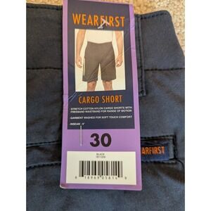 Men's Cargo Shorts Size 30 BLACK Classic Fit Stretch Waist WearFirst Brand NWT